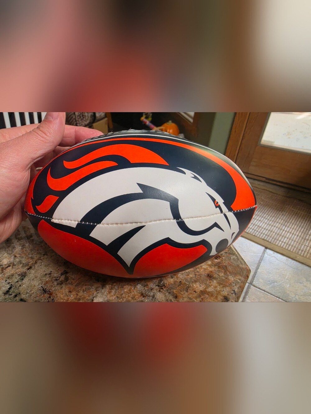 DENVER BRONCOS mug with lid and straw plus 2 FOOTBALLS (NERF & Broncos Plush)